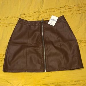 Brown leather skirt